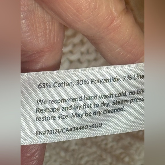 Eileen Fisher Open White Sweater Cream Cotton Blend Linen Pullover Cottagecore L - Picture 5 of 11